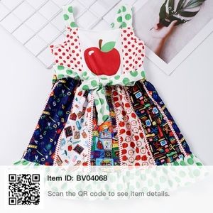 Kids dresses, and back to school bow as a bundle .